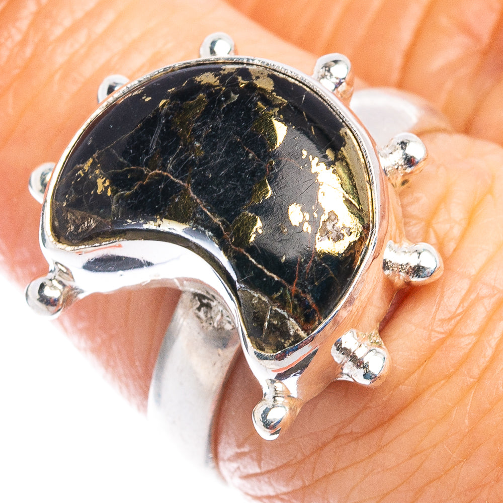 Healer's Gold Moon Ring Size 6.75 (.925 Sterling Silver)