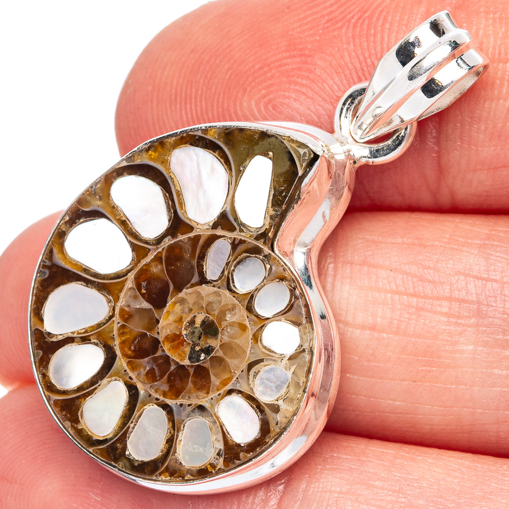 Mop Ammonite Pendant 1 1/2" (925 Sterling Silver) P40397