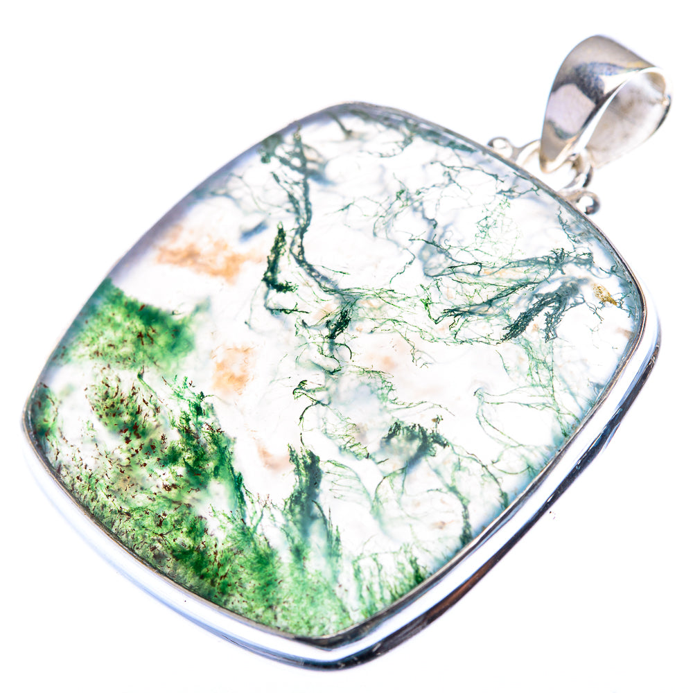 Green Moss Agate Pendant 1 5/8" (925 Sterling Silver) PD38482