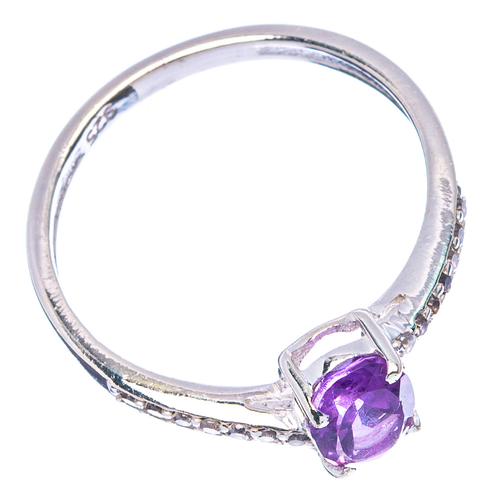 Value Faceted Amethyst, Cubic Zirconia Ring Size 6.75 (.925 Sterling Silver)