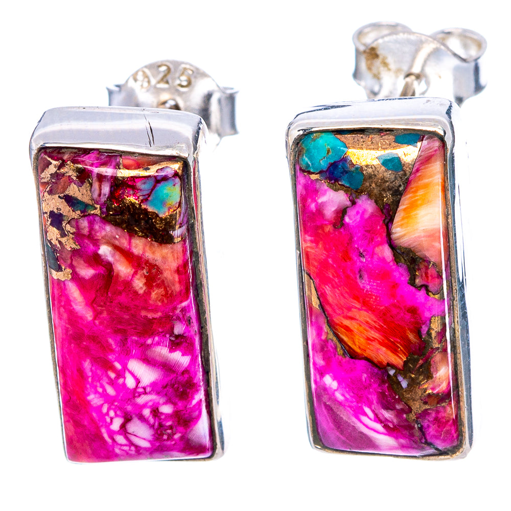 Pink Dahlia Mohave Turquoise Earrings 3/4" (.925 Sterling Silver)