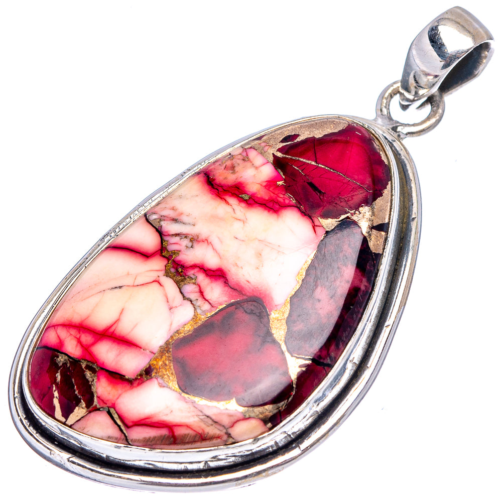Red Dahlia Mohave Turquoise Pendant 1 7/8" (.925 Sterling Silver)