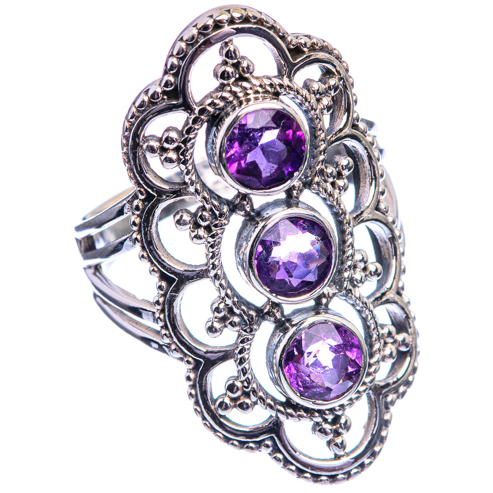 Faceted Amethyst Ring Size 6.75 (925 Sterling Silver) R142290