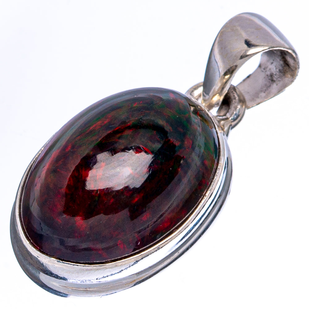 Large Rare Black Opal Pendant 1 1/8" (925 Sterling Silver) P43456