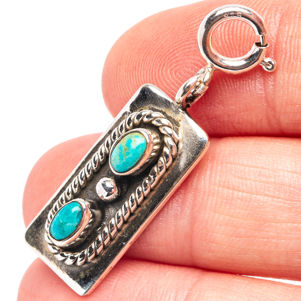 Mohave Turquoise Pendant 1 1/2" (.925 Sterling Silver)