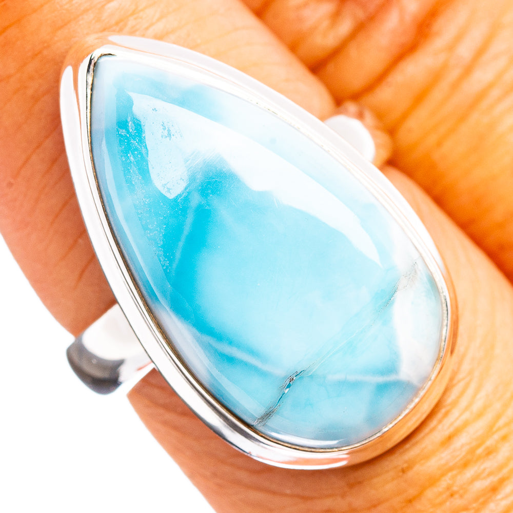 Premium Larimar Ring Size 6.75 (.925 Sterling Silver)