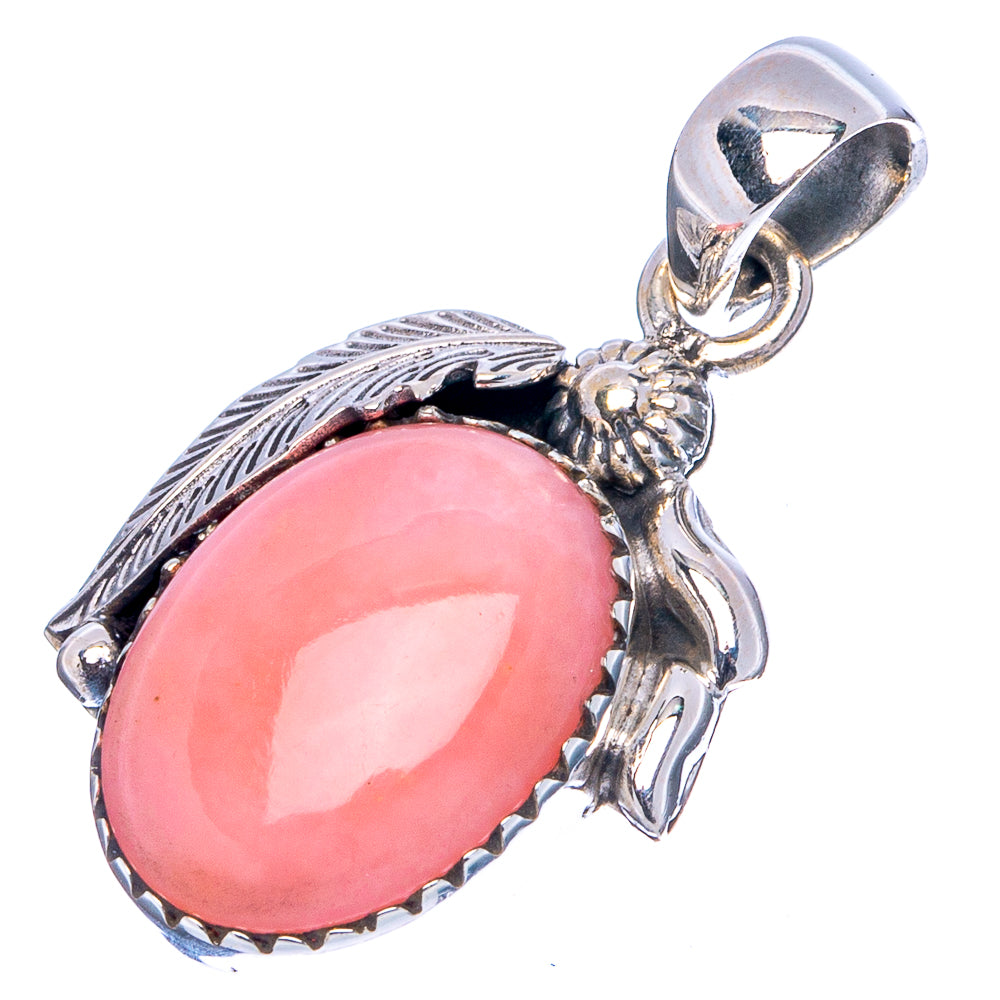 Pink Opal Pendant 1 1/4" (.925 Sterling Silver)