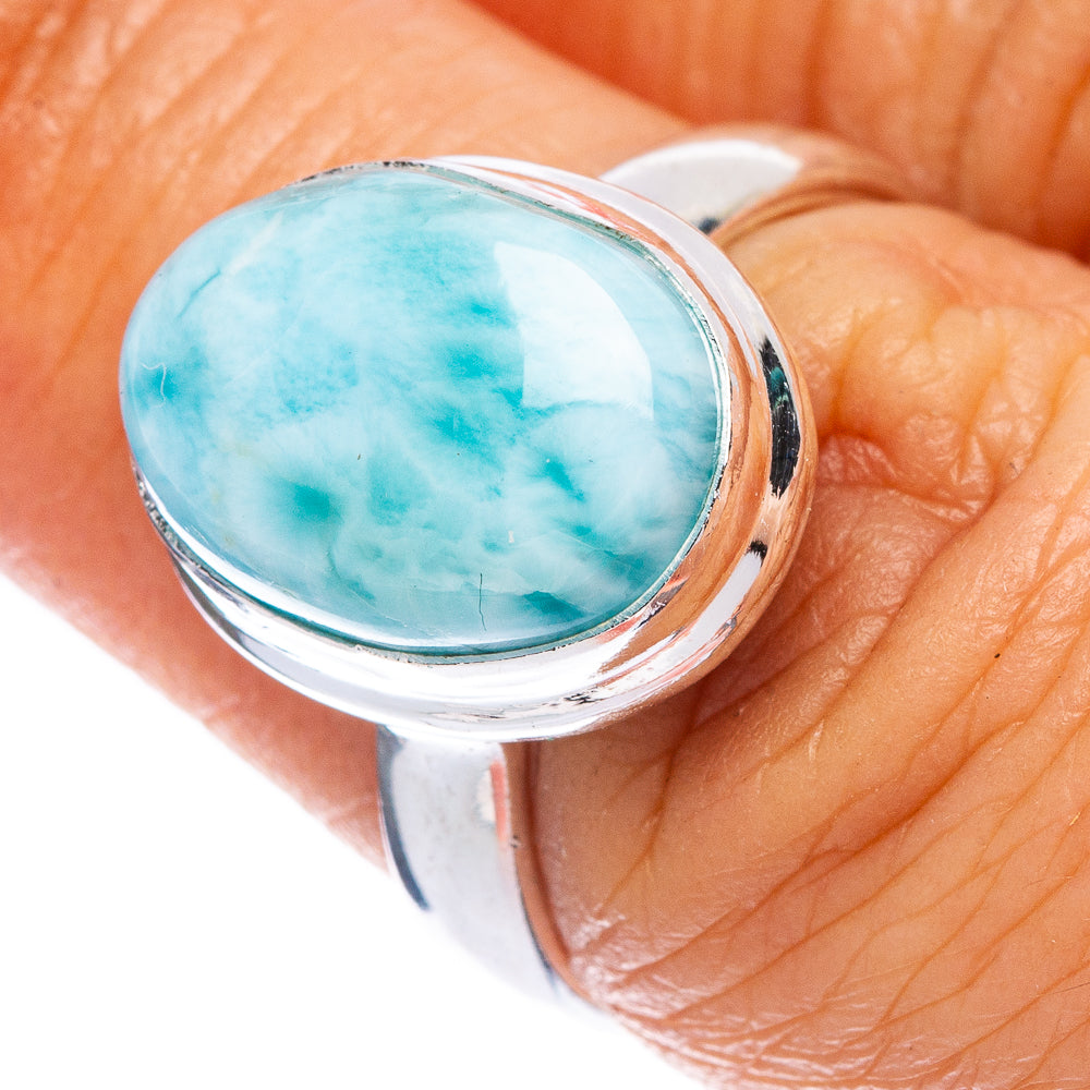 Rare Larimar Ring Size 6.75 (925 Sterling Silver) R146738
