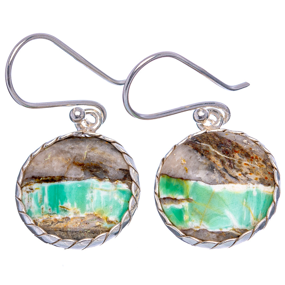 Boulder Chrysoprase Earrings 1 3/8" (.925 Sterling Silver)
