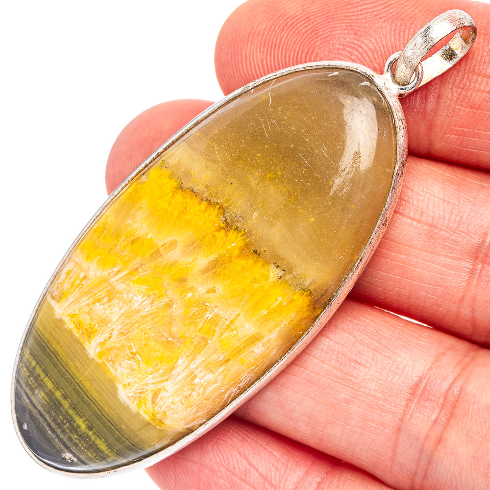 Bumblebee Jasper Pendant 2 1/2" (Silver Plated)