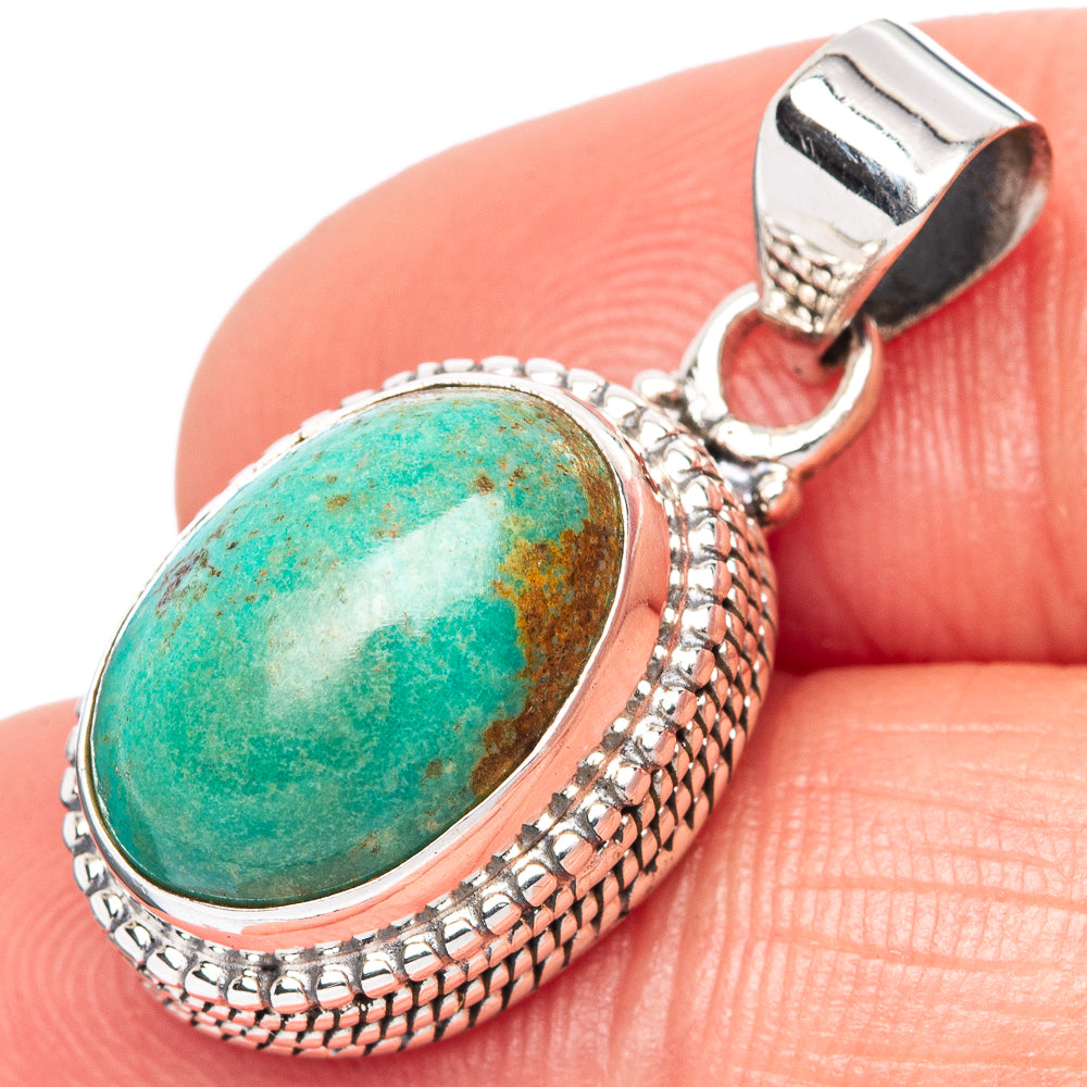 Kingman Turquoise Pendant 1 1/8" (925 Sterling Silver) P42815