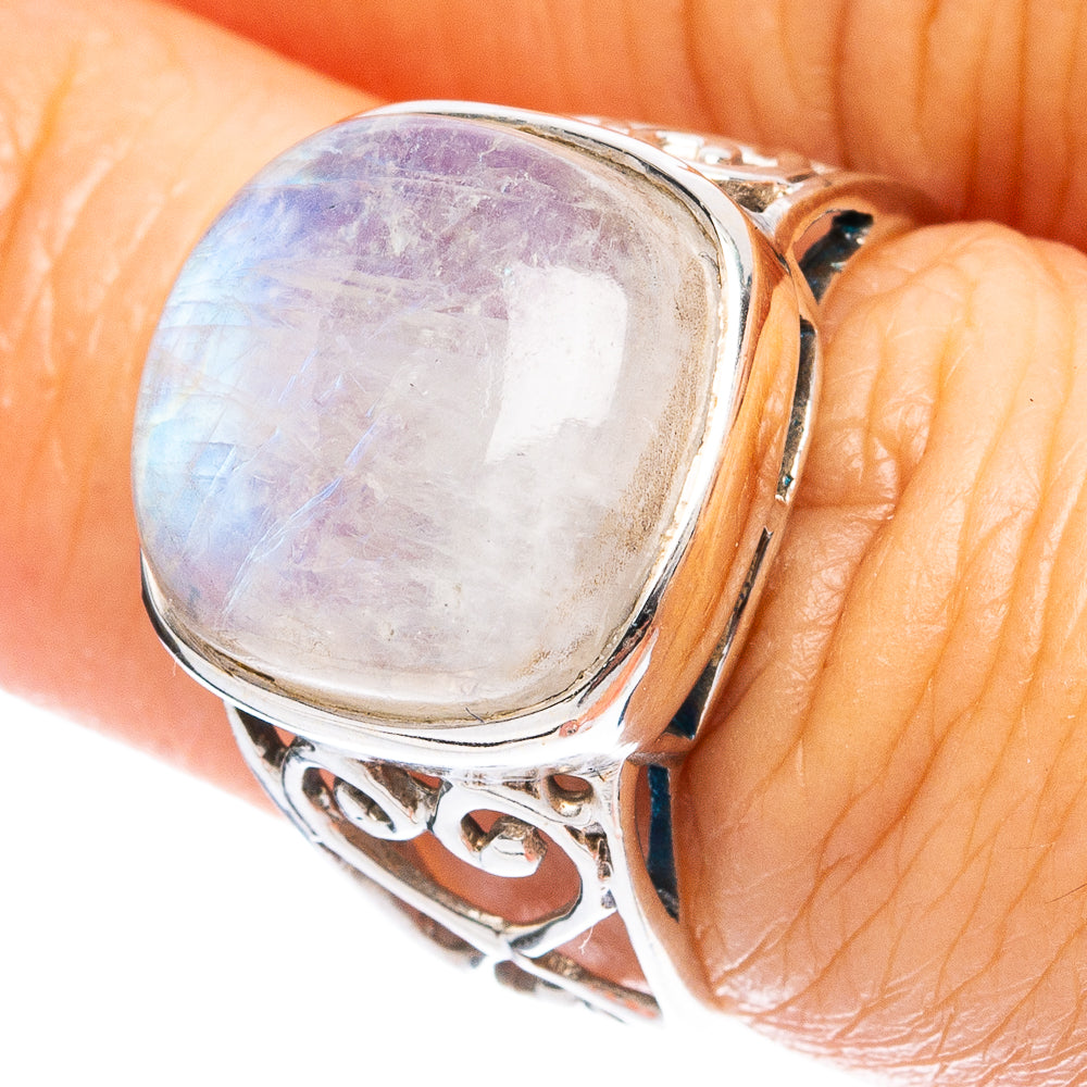 Rainbow Moonstone Ring Size 6.5 (925 Sterling Silver) R4742