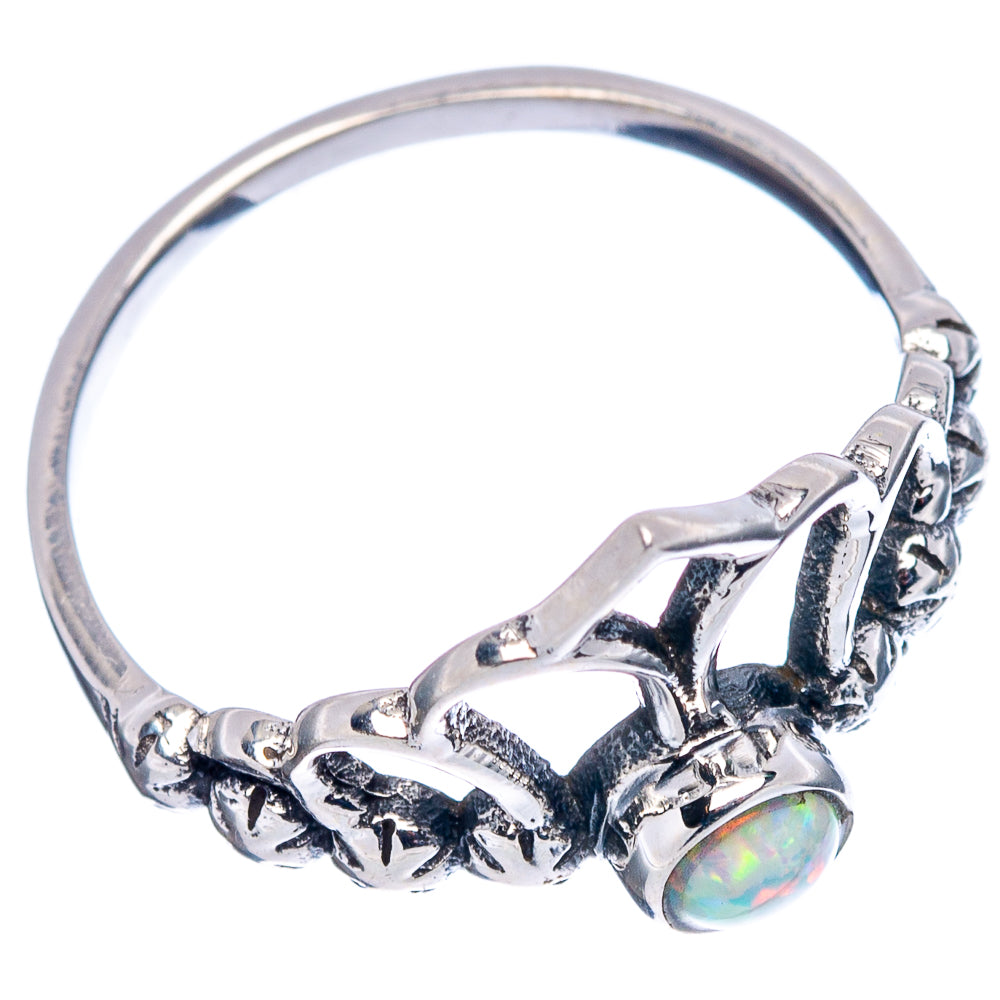 Lab Opal Crown Dainty Ring Size 7 (.925 Sterling Silver)