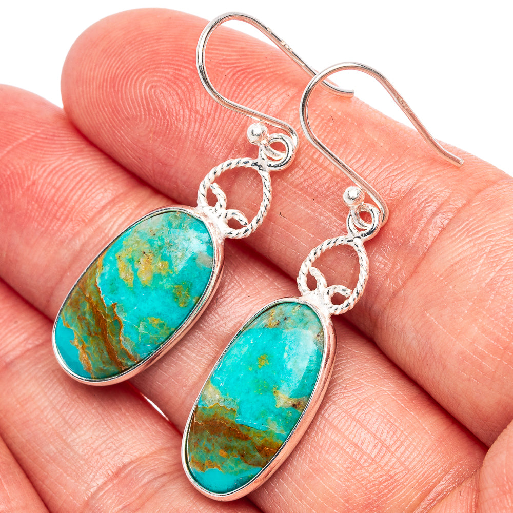 Kingman Turquoise Earrings 1 5/8" (925 Sterling Silver) E1704