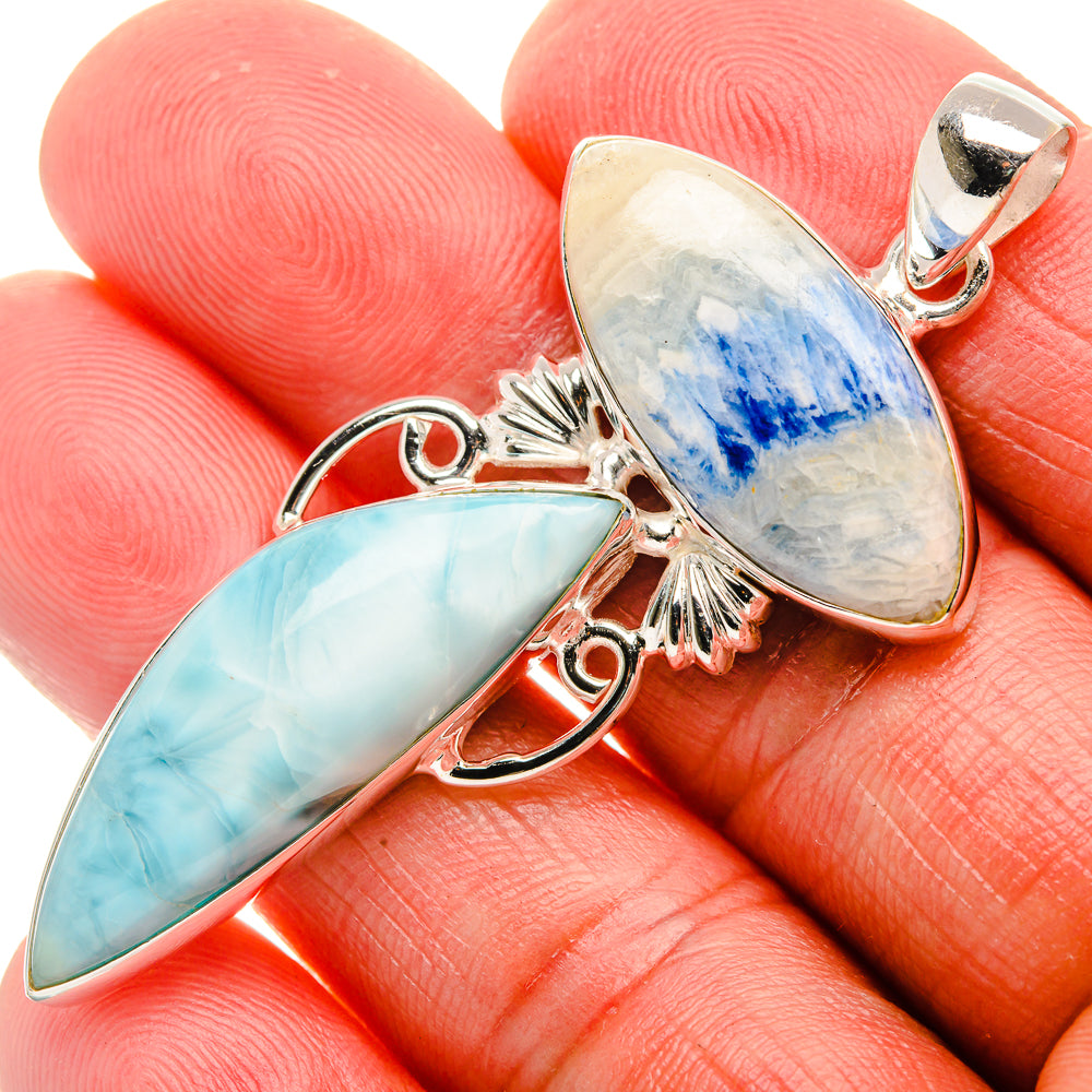 Blue Scheelite, Larimar Pendant 2 1/2" (925 Sterling Silver) PD37899
