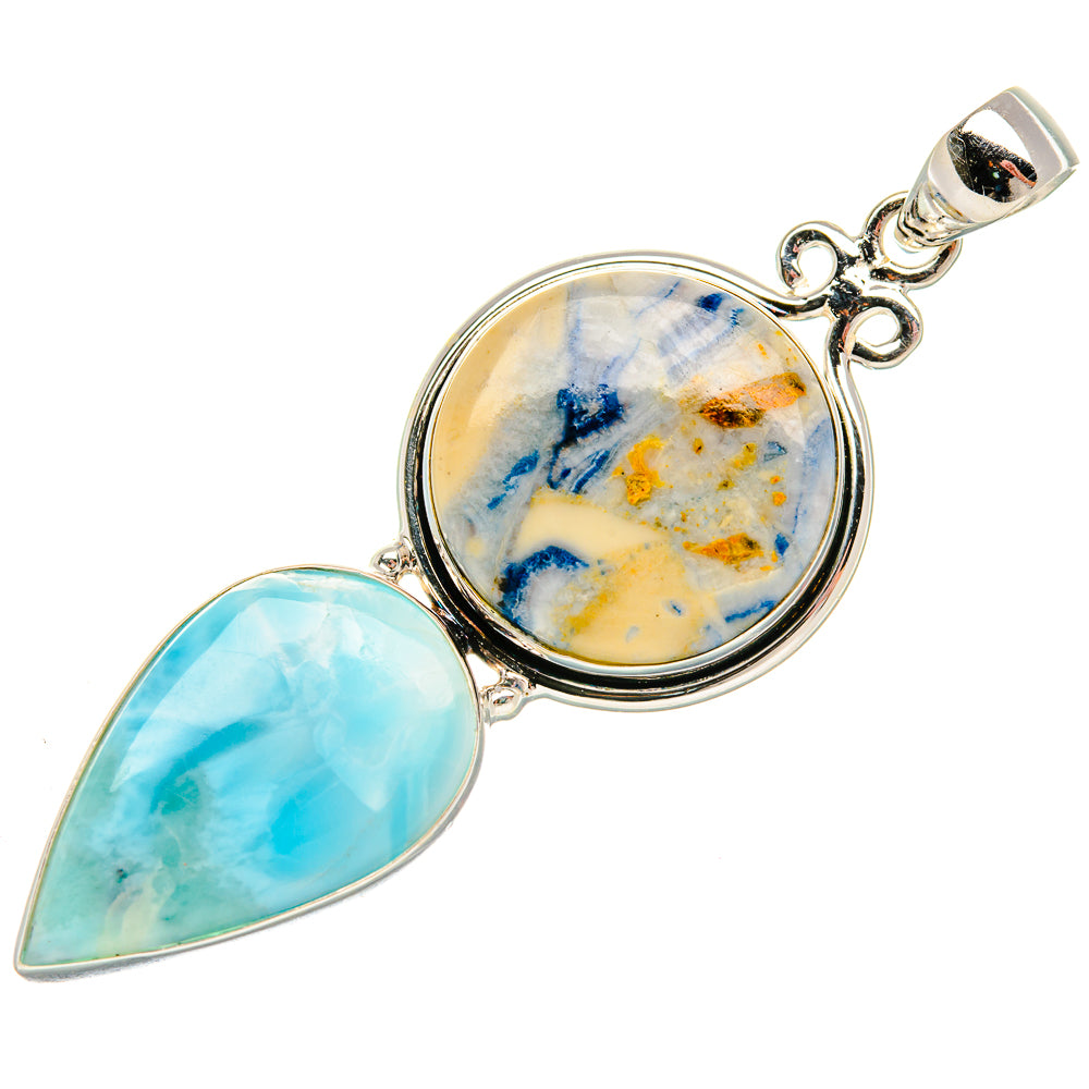 Blue Scheelite, Larimar Pendant 2 5/8" (925 Sterling Silver) PD37893