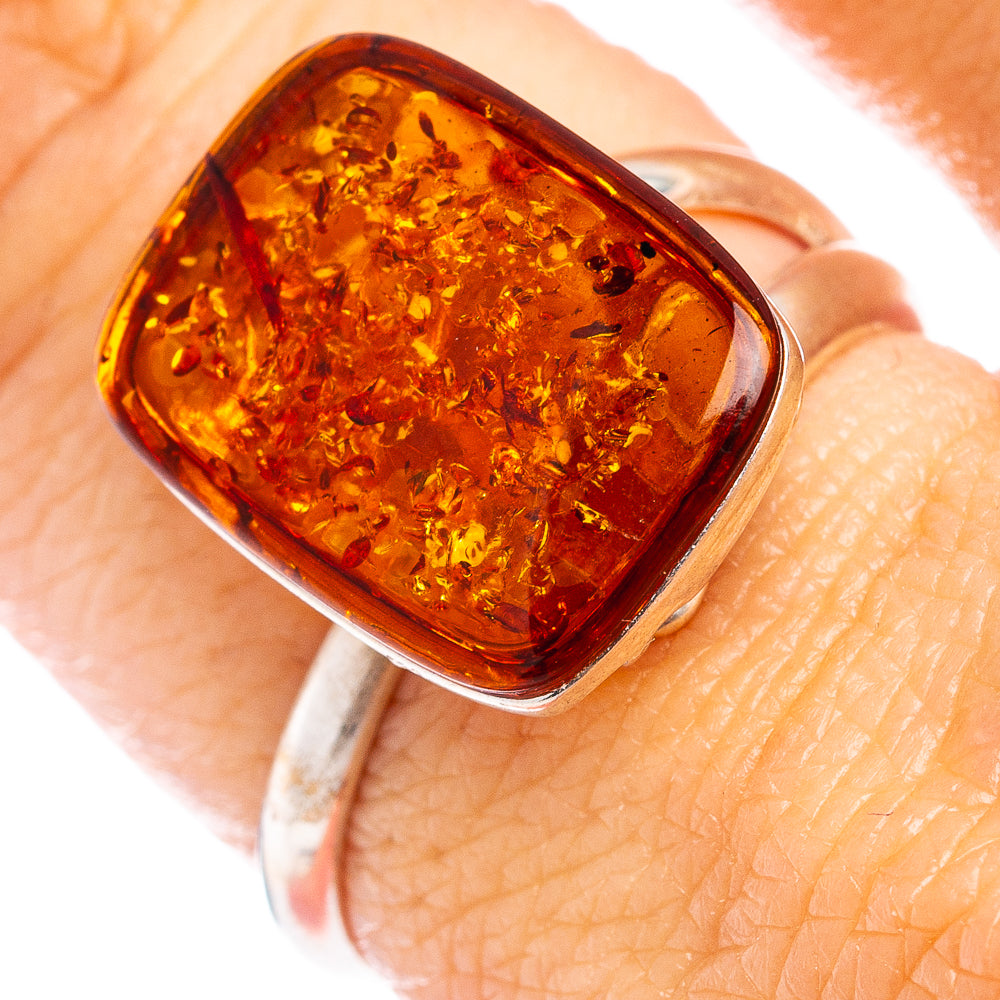 Baltic Amber Ring Size 6 Adjustable (.925 Sterling Silver)