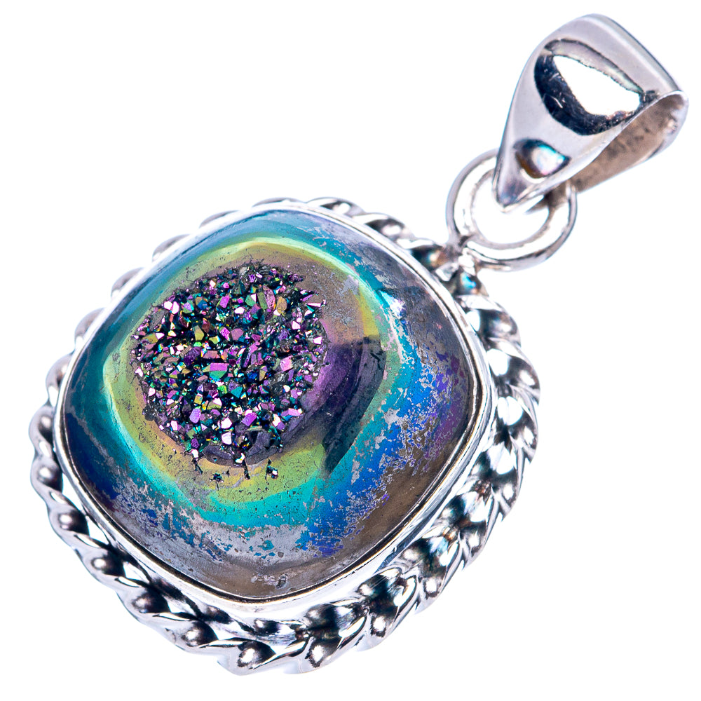 Titanium Druzy Pendant 1 1/8" (925 Sterling Silver) P42543