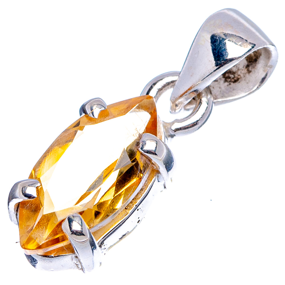 Faceted Citrine Dainty Pendant 7/8" (.925 Sterling Silver)