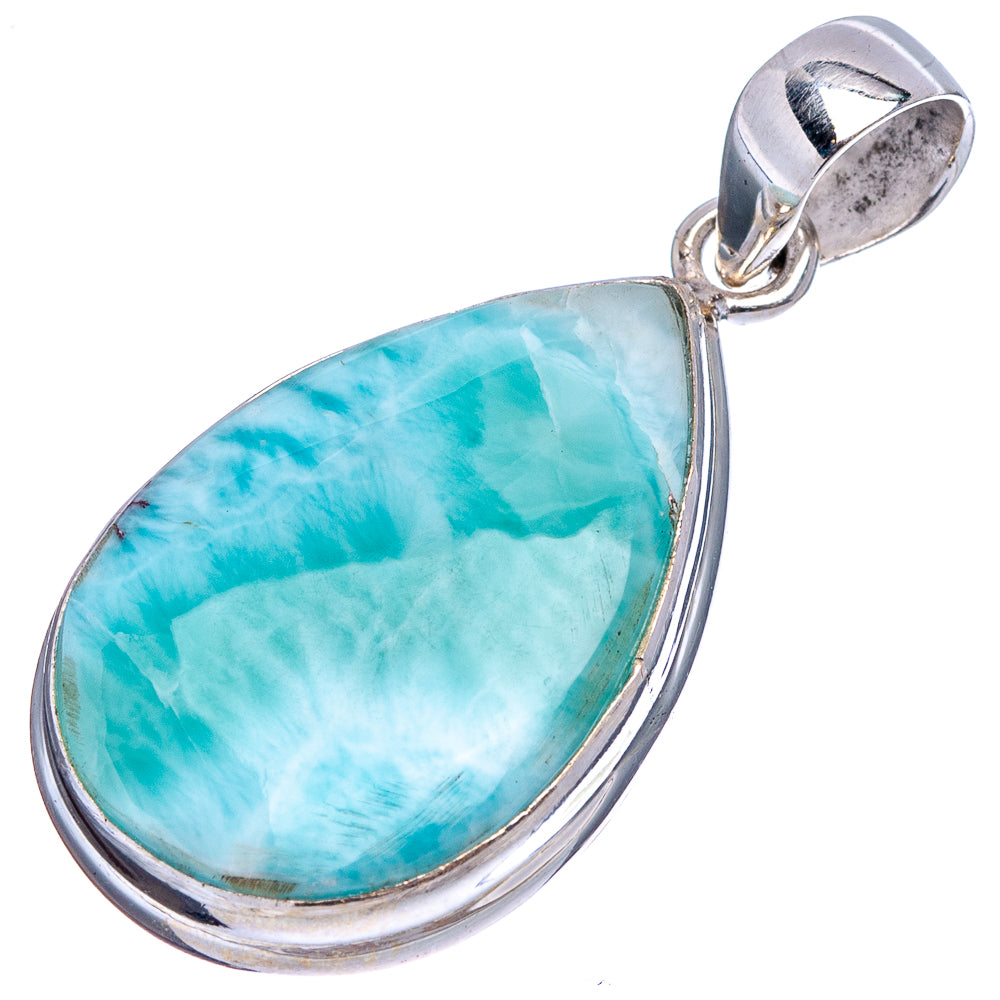 Rare Larimar Pendant 1 1/2" (.925 Sterling Silver)