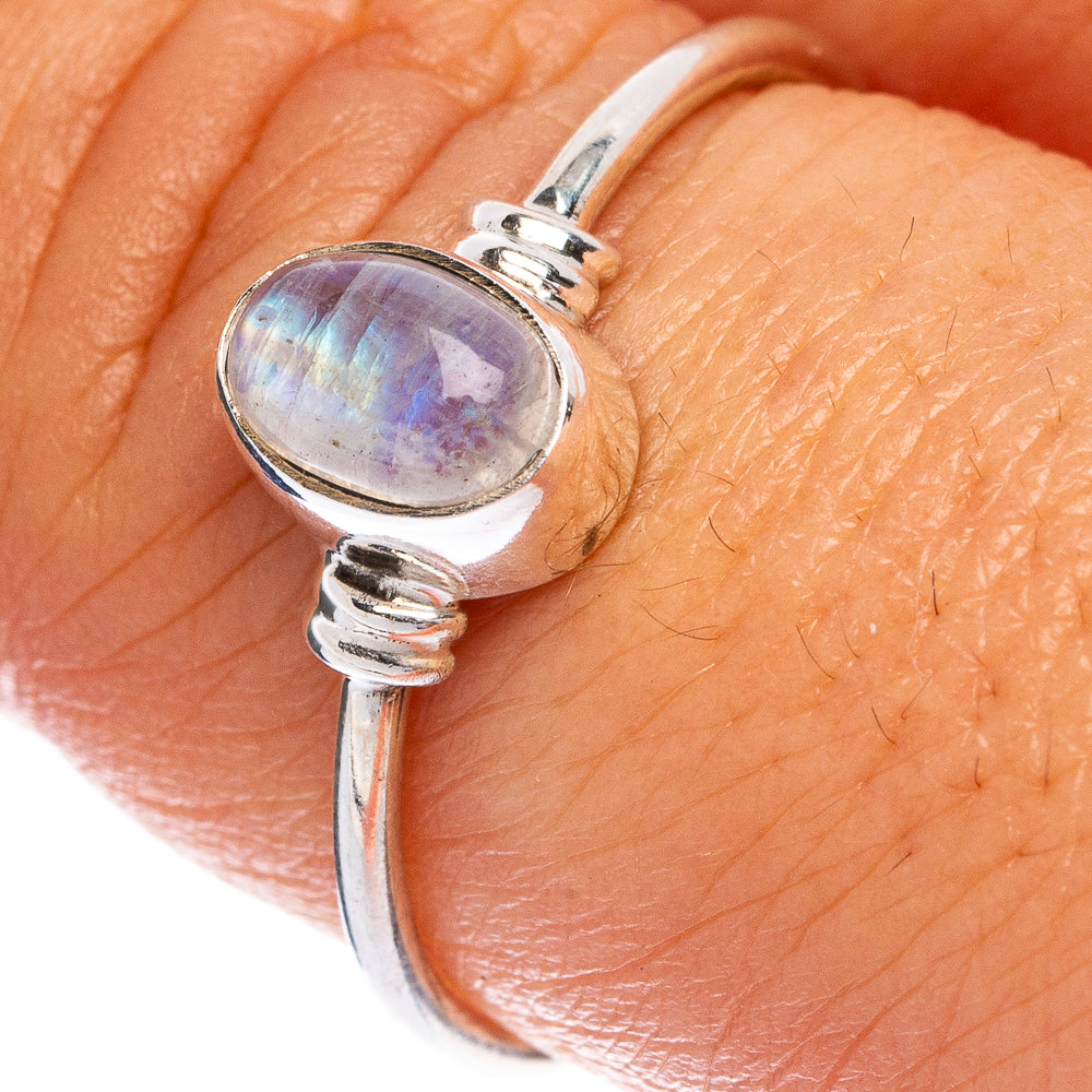 Rainbow Moonstone Dainty Ring Size 8.5 (925 Sterling Silver) R145517