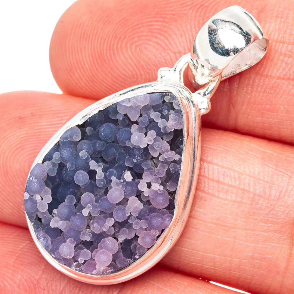 Rare Grape Agate Pendant 1 3/8" (.925 Sterling Silver)