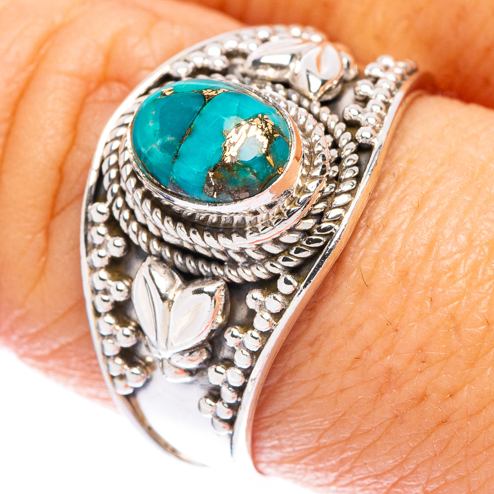 Blue Copper Composite Turquoise Ring Size 9 (925 Sterling Silver) R146805
