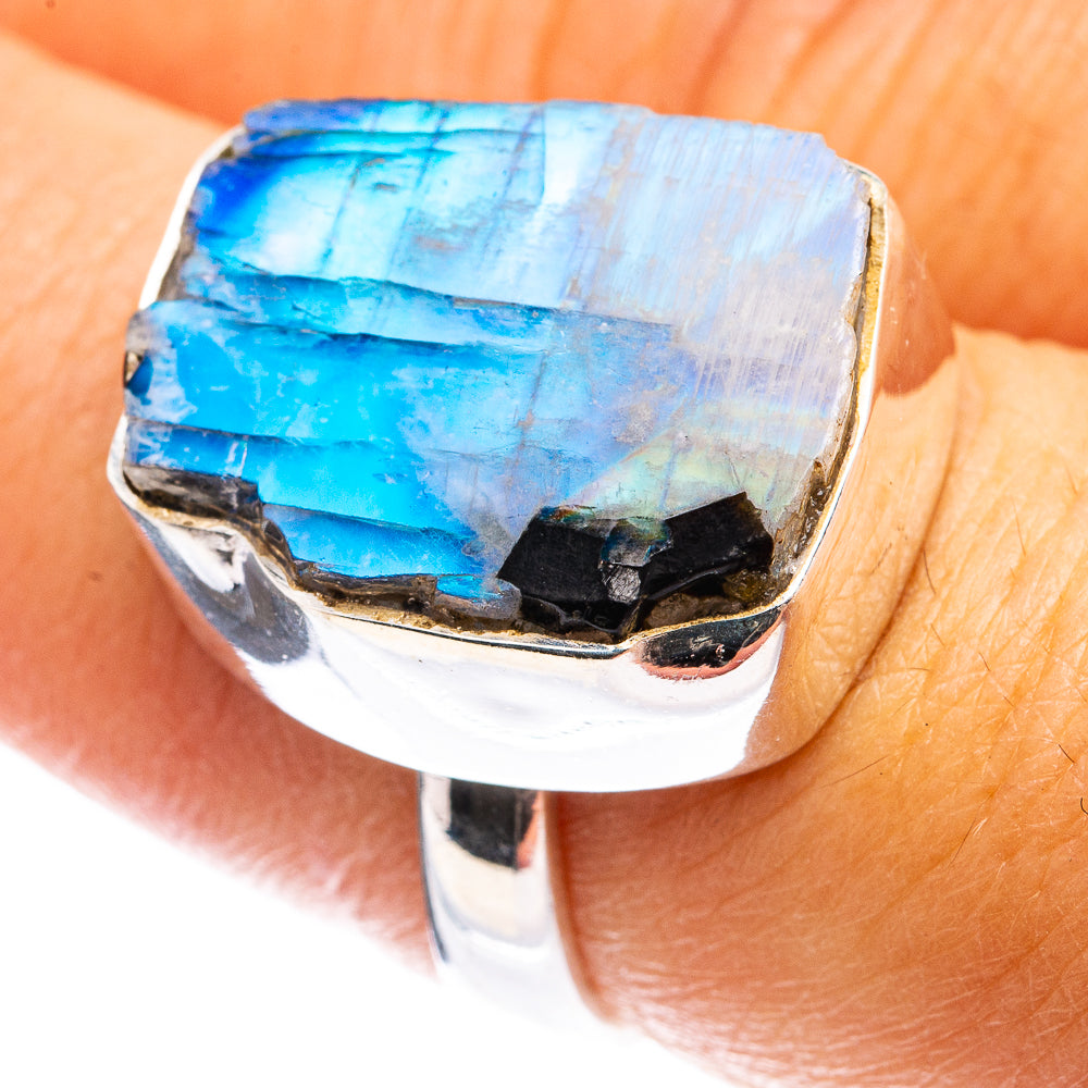 Raw Rainbow Moonstone Ring Size 6.75 (925 Sterling Silver) R142852