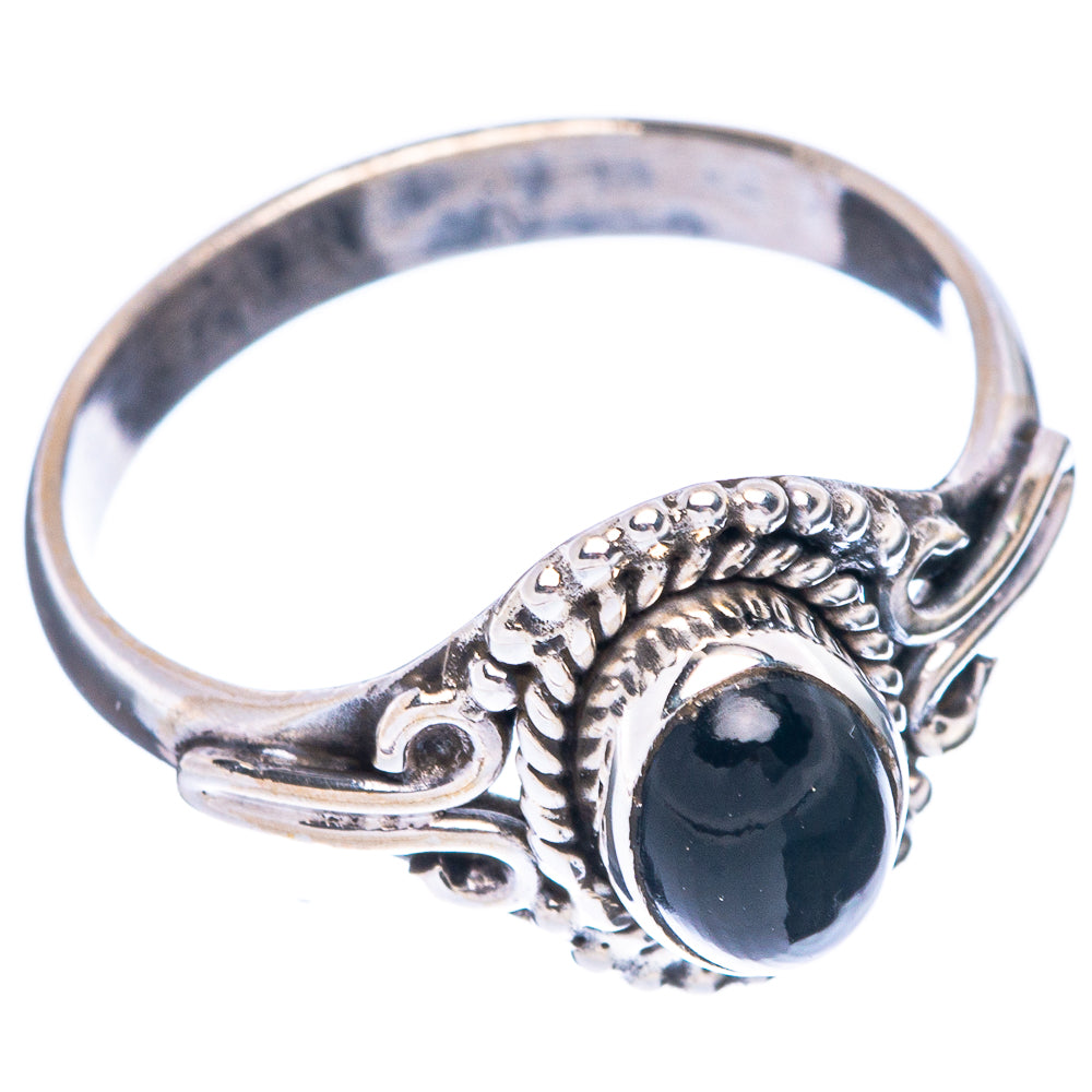 Black Onyx Dainty Ring Size 7 (925 Sterling Silver) R5935