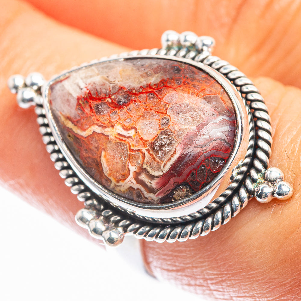 Crazy Lace Agate Ring Size 7.25 (925 Sterling Silver) R142256