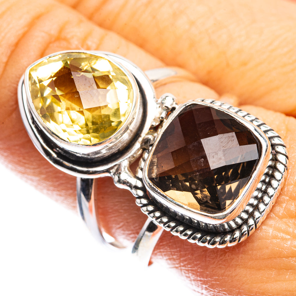 Large Smoky Quartz, Citrine Ring Size 9.5 (925 Sterling Silver) R142483