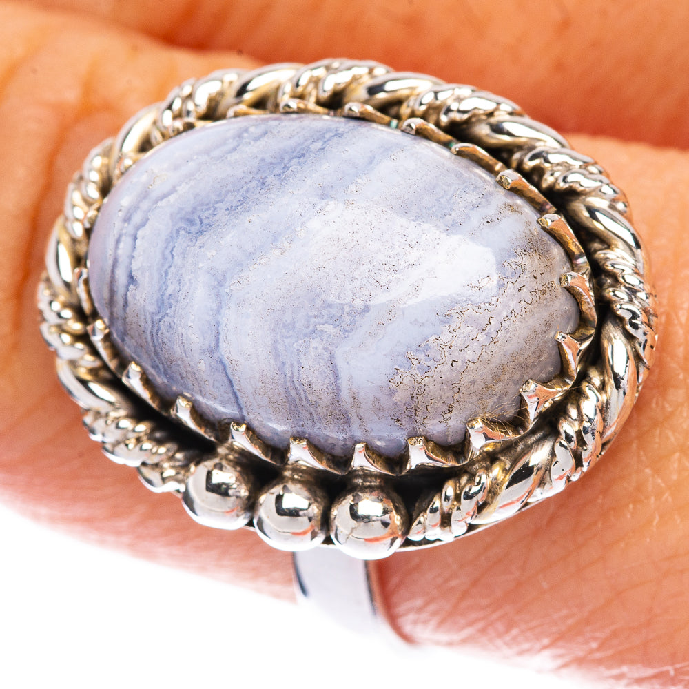 Blue Lace Agate Ring Size 9 (925 Sterling Silver) R144573