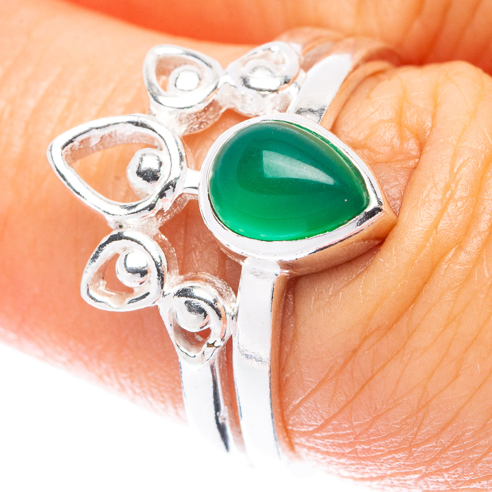 Green Onyx Ring Size 6.75 (925 Sterling Silver) R5506