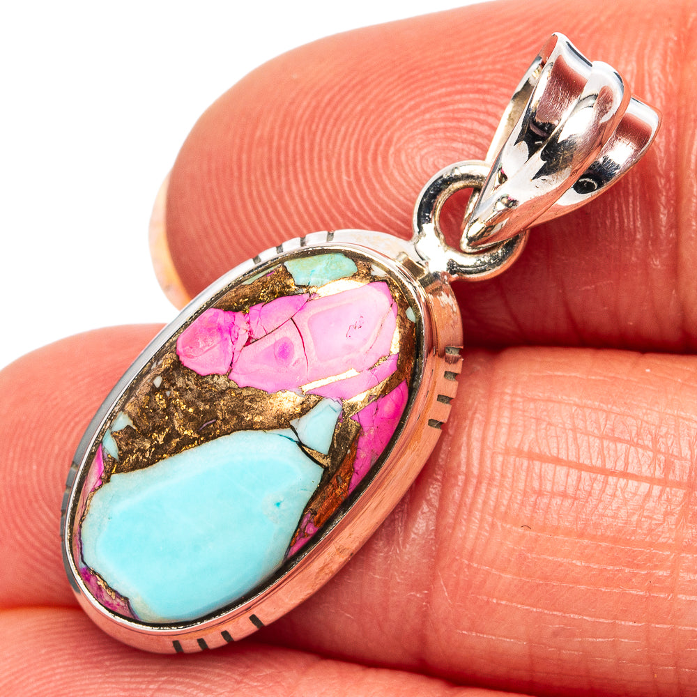 Cotton Candy Turquoise Pendant 1 1/4" (.925 Sterling Silver)