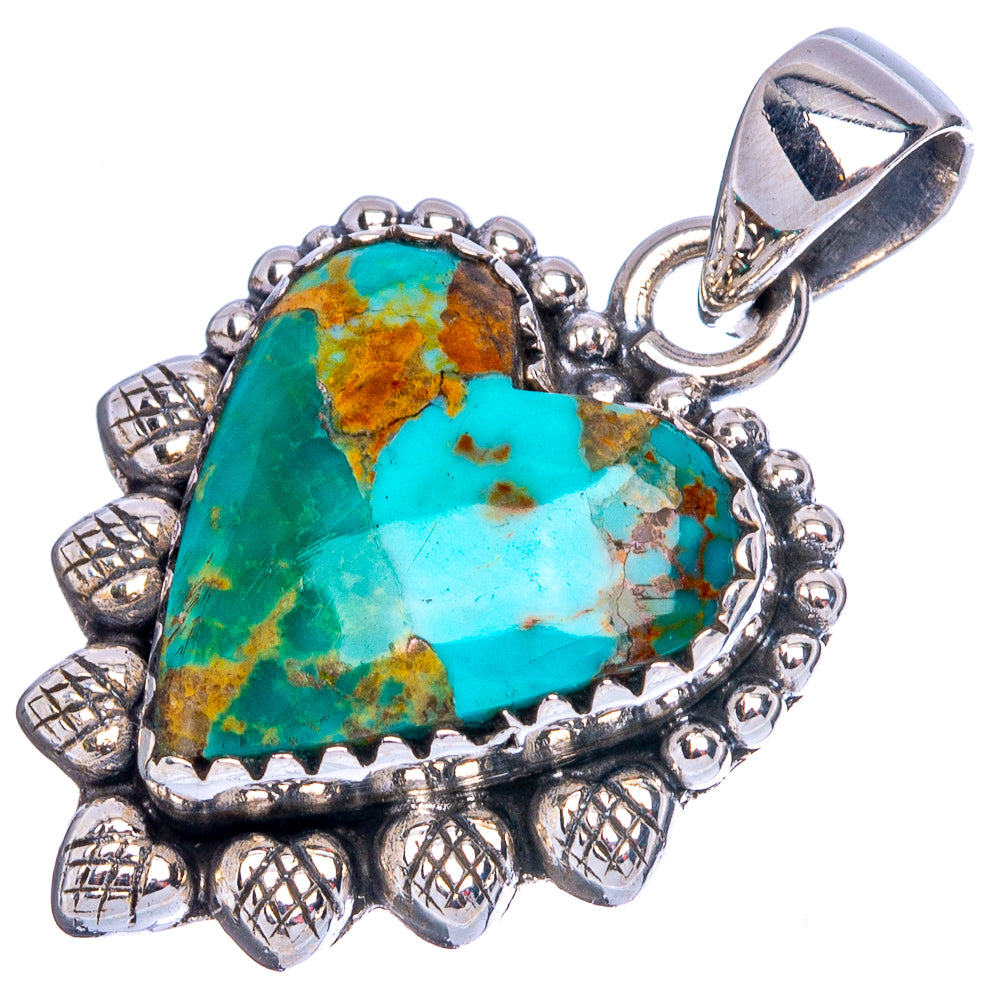 Rare Arizona Turquoise Heart Pendant 1 1/8" (925 Sterling Silver) P42093