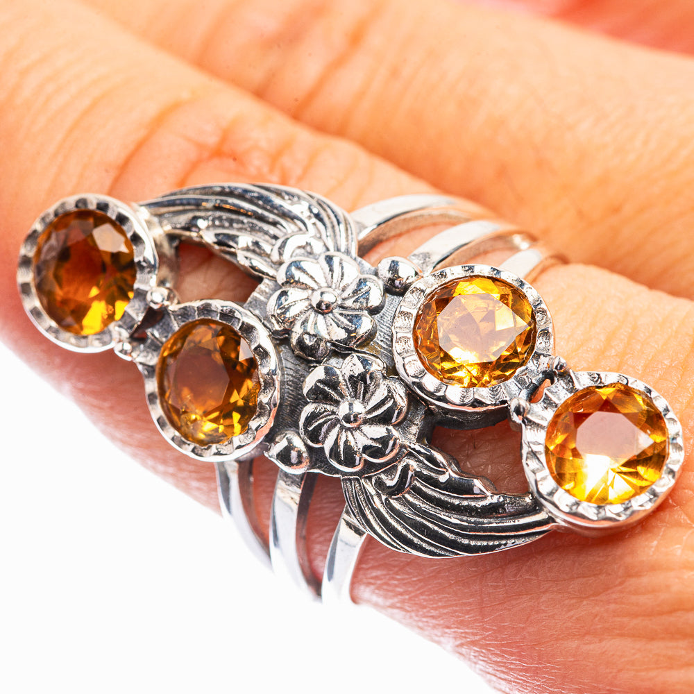 Faceted Citrine Ring Size 8.5 (925 Sterling Silver) R142009