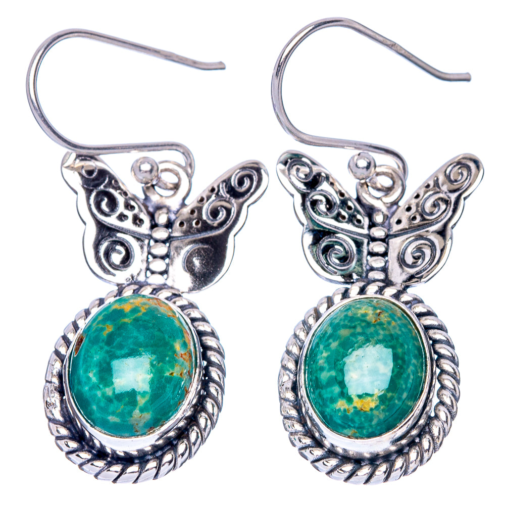 Chrysocolla Butterfly Earrings 1 3/8" (925 Sterling Silver) E1421