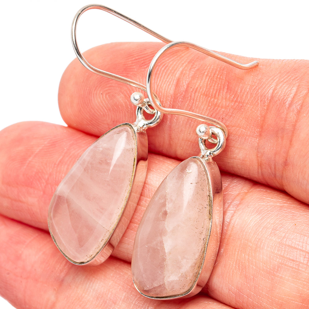 Rose Quartz Earrings 1 5/8" (925 Sterling Silver) E2795