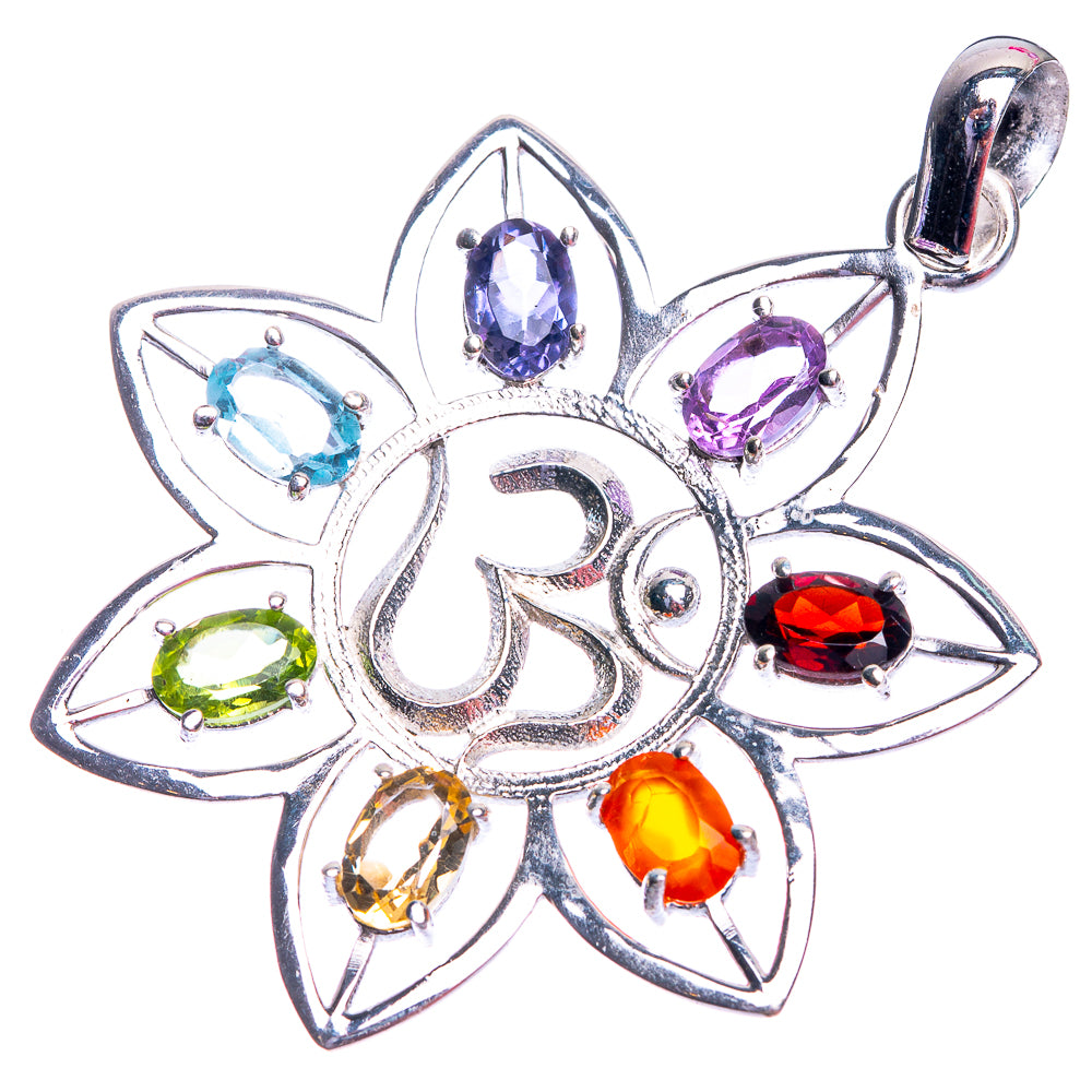 Chakra Ohm Flower Dainty Pendant 1 7/8" (925 Sterling Silver) P39143