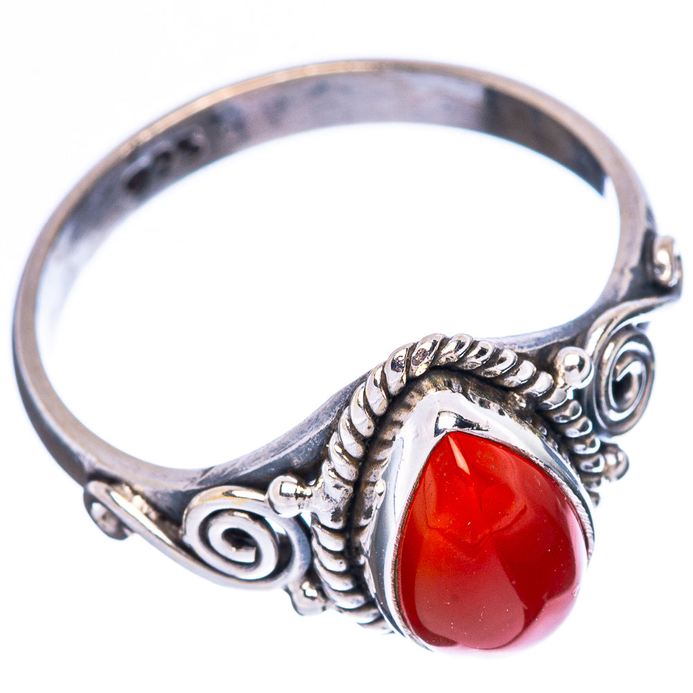 Red Onyx Dainty Ring Size 8 (925 Sterling Silver) R5166