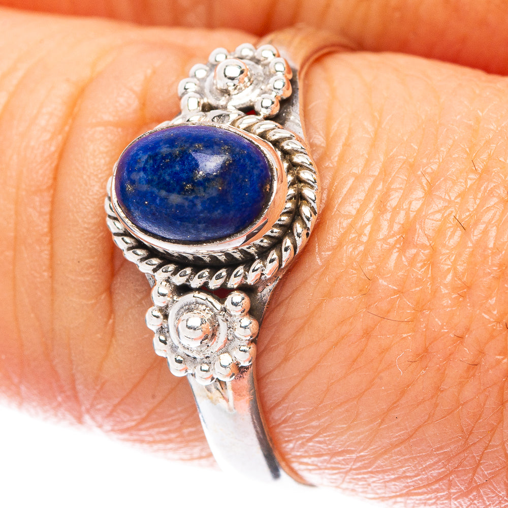Lapis Lazuli Dainty Ring Size 7.75 (925 Sterling Silver) R5992
