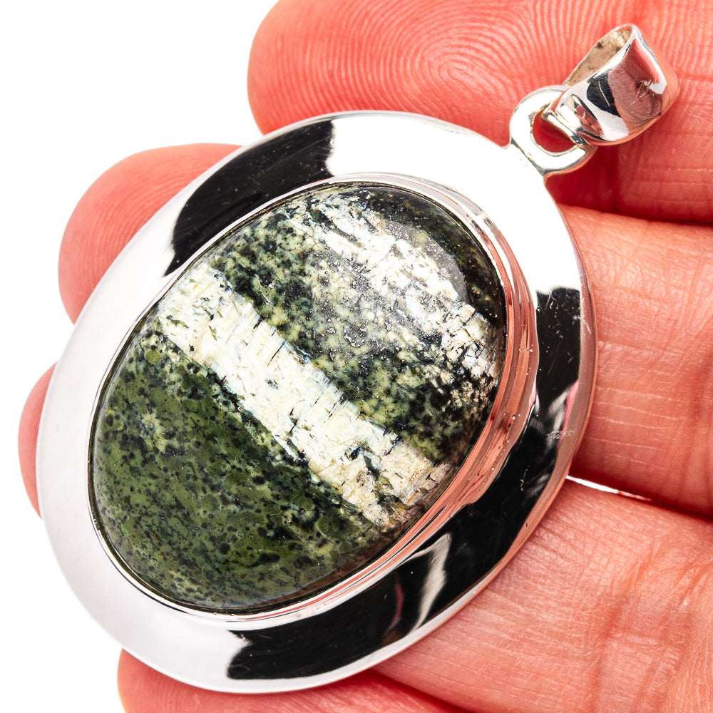 Premium Swiss Green Opal Pendant 1 7/8" (.925 Sterling Silver)