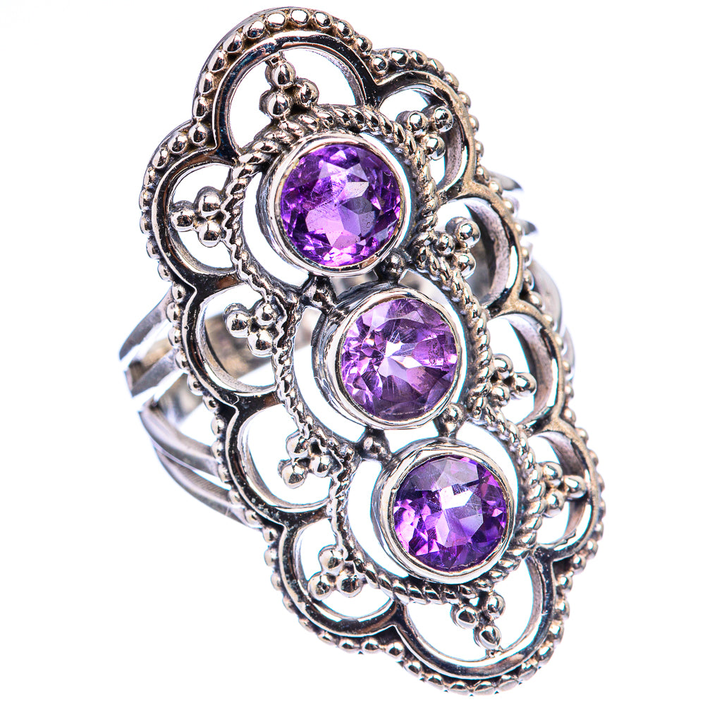 Faceted Amethyst Ring Size 5.75 (925 Sterling Silver) R142849