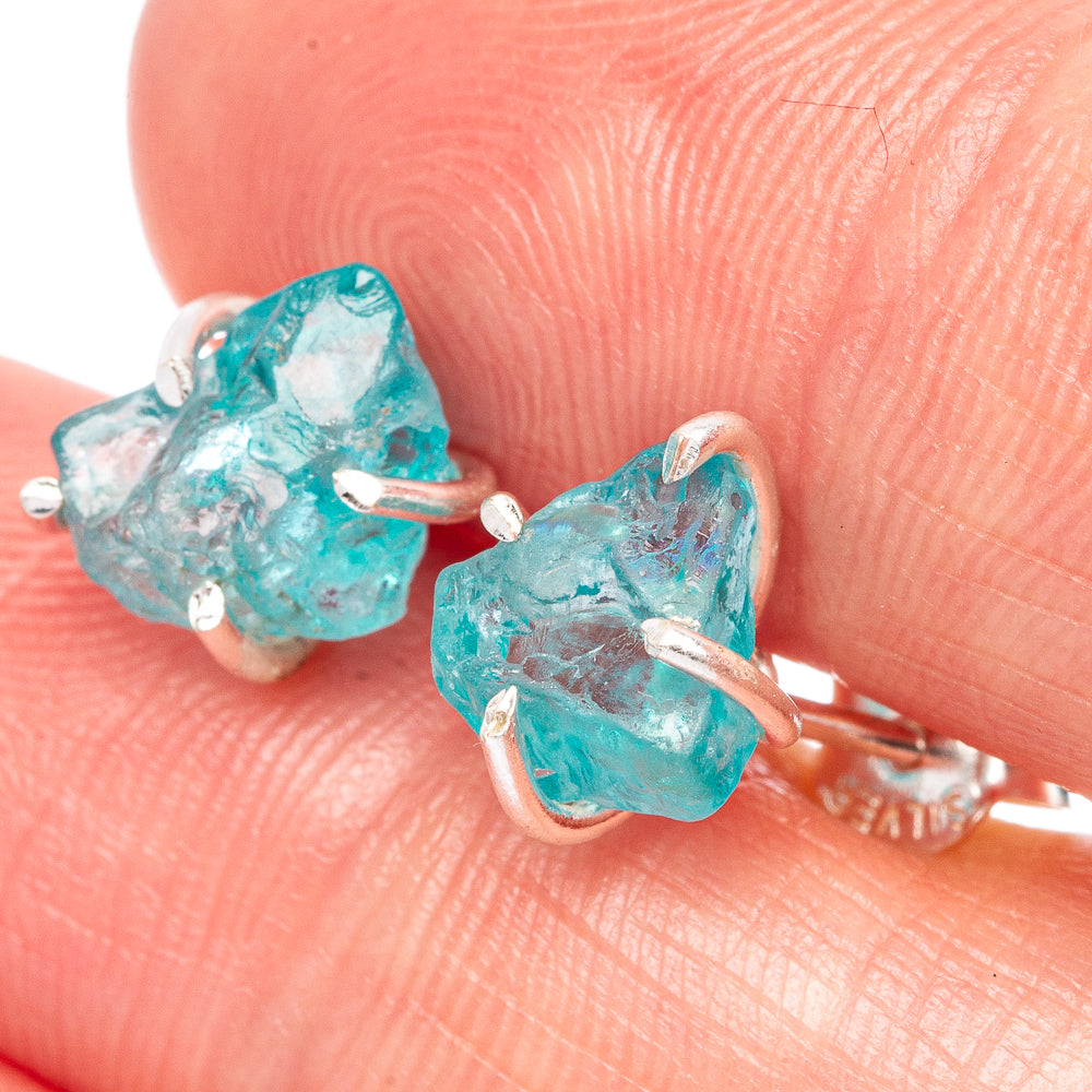 Blue Fluorite Dainty Earrings 3/8" (925 Sterling Silver) E2022