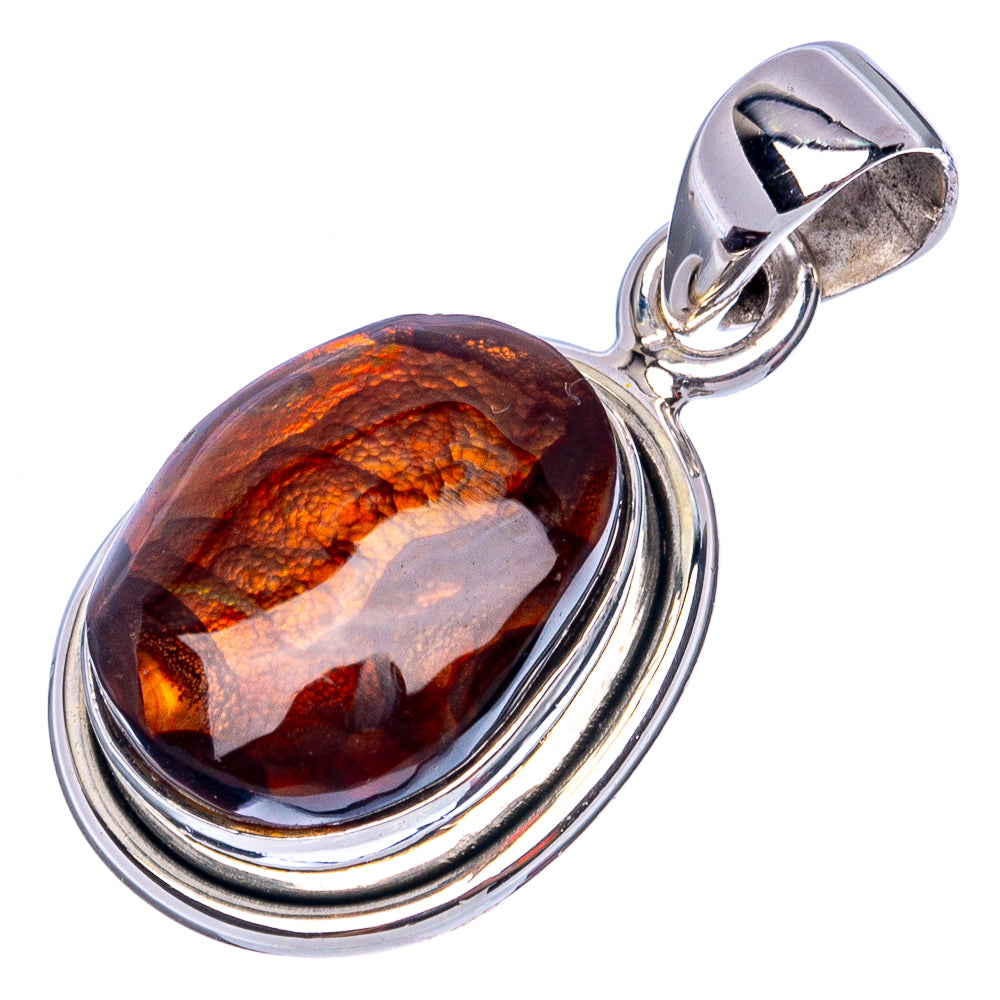 Rare Mexican Fire Agate Pendant 1 1/8" (925 Sterling Silver) P41958