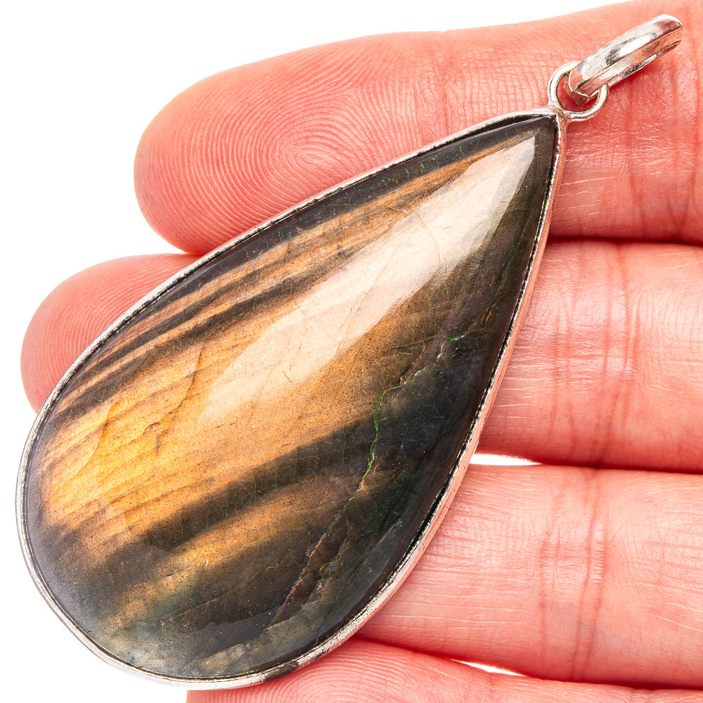 Labradorite Pendant 2 1/2" (Silver Plated)