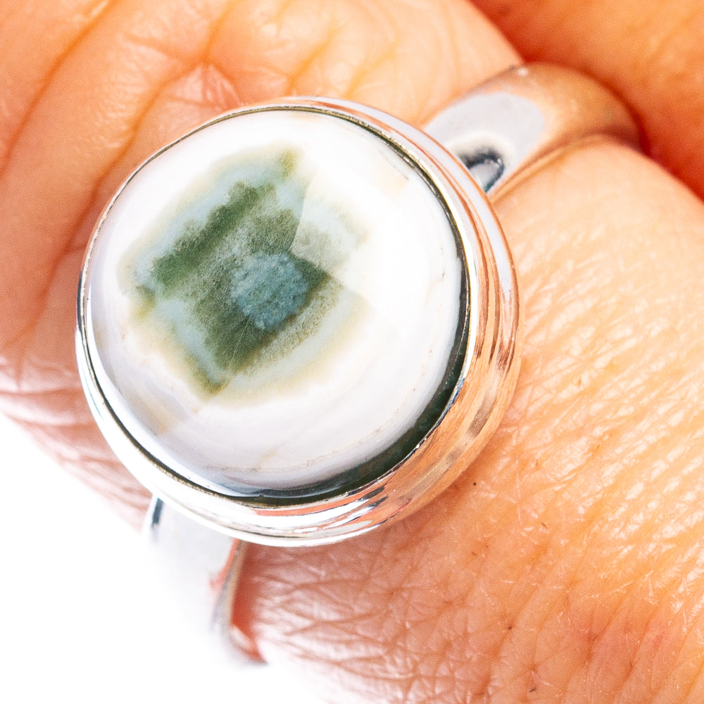 Ocean Jasper Ring Size 8.75 (.925 Sterling Silver)