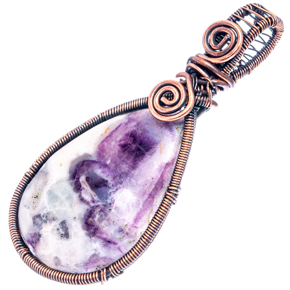 Chevron Amethyst Wire Wrap Pendant 2 5/8" (Oxidized Copper)