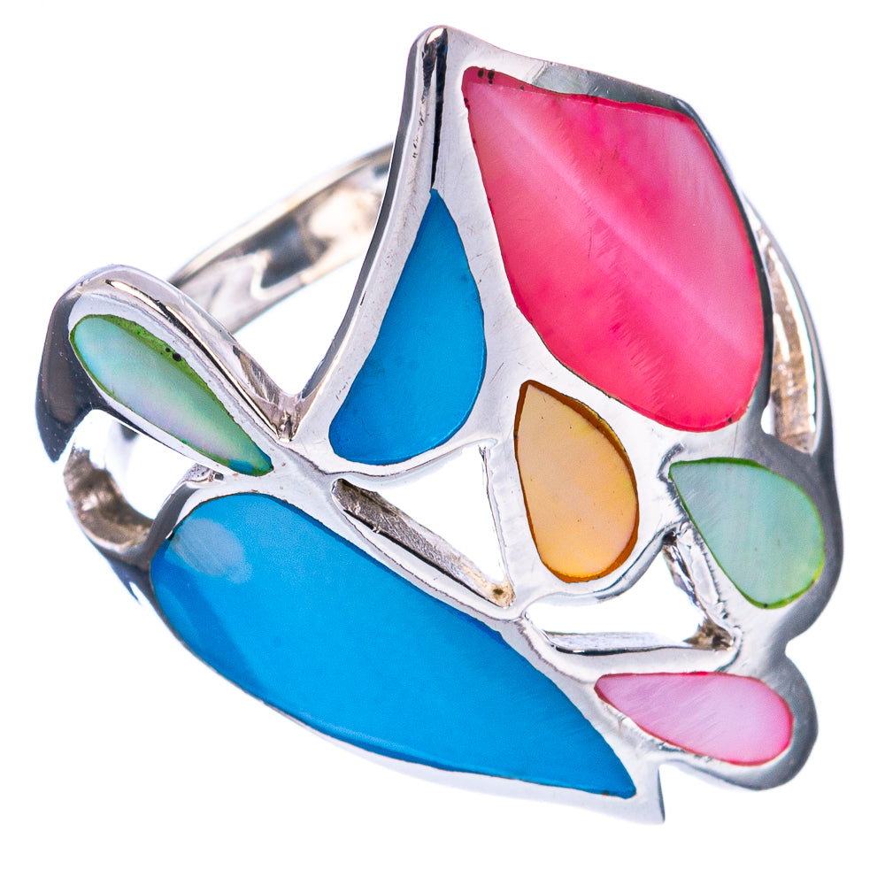 Mother Of Pearl Inlay Ring Size 5.75 (925 Sterling Silver) R2949