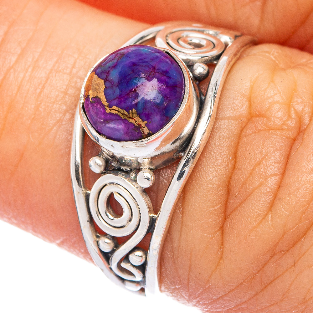 Purple Copper Composite Turquoise Dainty Ring Size 6.5 (925 Sterling Silver) R145634